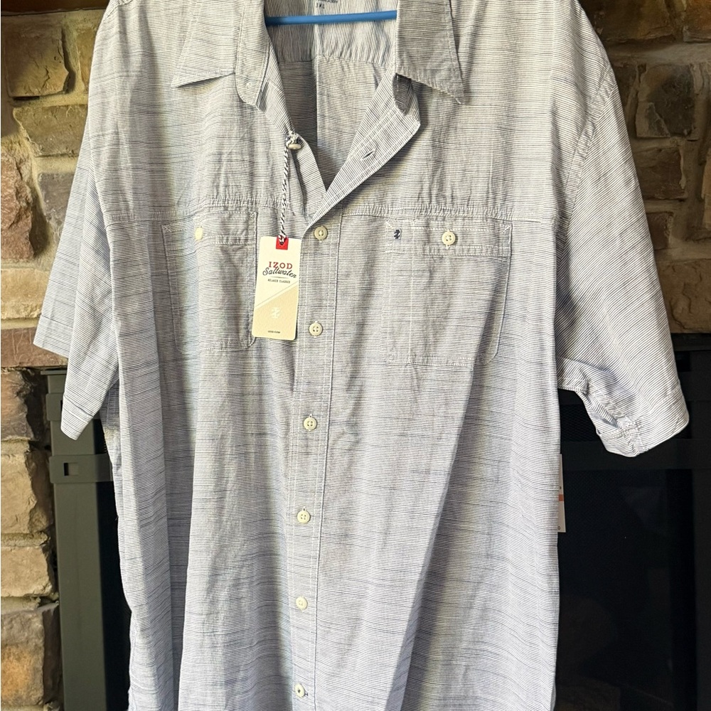 Izod Light Gray Casual Button-Down Shirt